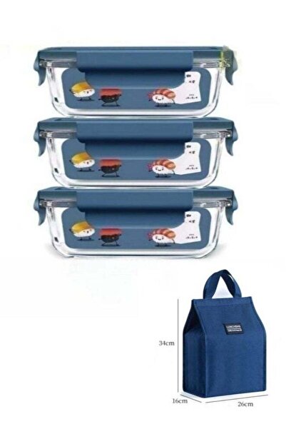 Generic 3 Piece Microwave Heating High Borosilicate Glass Lunch Box Glass Bow...