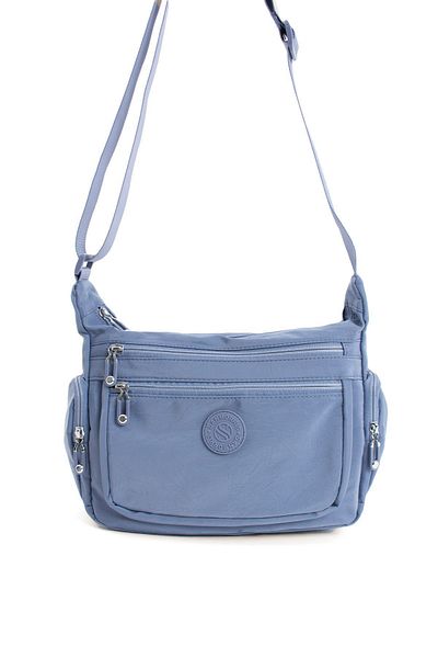 H&D COLLECTİON Women's Multi-Eye Waterproof Crinkle Fabric Blue Color Adjustable Cross Strap Shoulder Bag