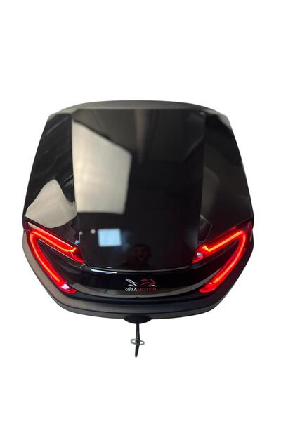GİZA MOTOR IŞIKLI- SIRT DAYAMALI MOTOSİKLET ÇANTASI METALİK SİYAH