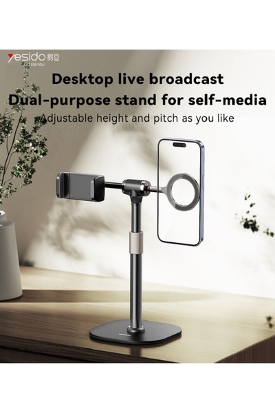 Yesido Yesido C297 Mobile Phone Holder - Desktop Stand for Live Streaming with 360° Rotation and Height Adjustment