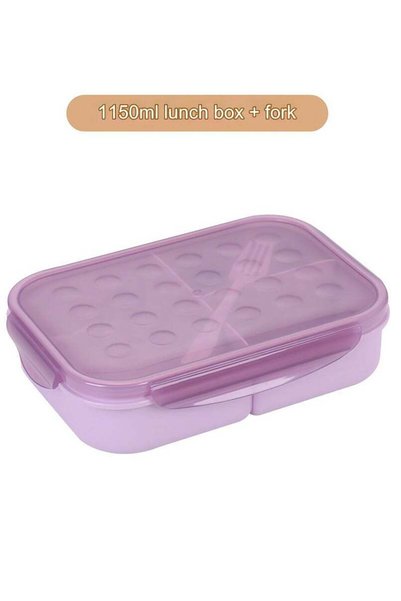 Generic Student Lunch Box With Fork, Microwaveable Lunch Box - Purple