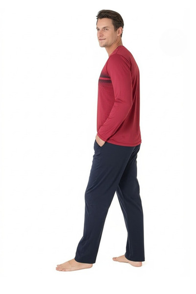 Pierre Cardin Erkek Yeni Sezon Bisiklet Yaka Uzun Kol Pamuk Ev Giyim Pijama Takımı VRP.C.P61E02.Y01