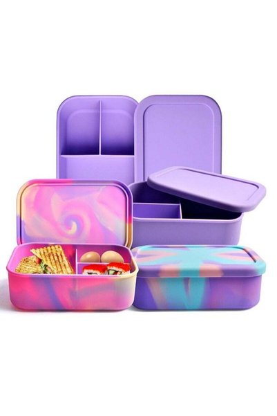Generic 100% Food Grade Leak-Proof Silicone Colourful Bento Box Lunchbox, For...
