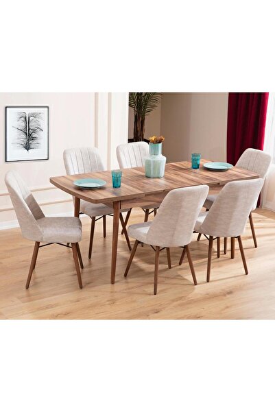 Toce 6 Kişilik Yemek Odası Mutfak Salon Masası Masa Takımı Açılır Kapanır