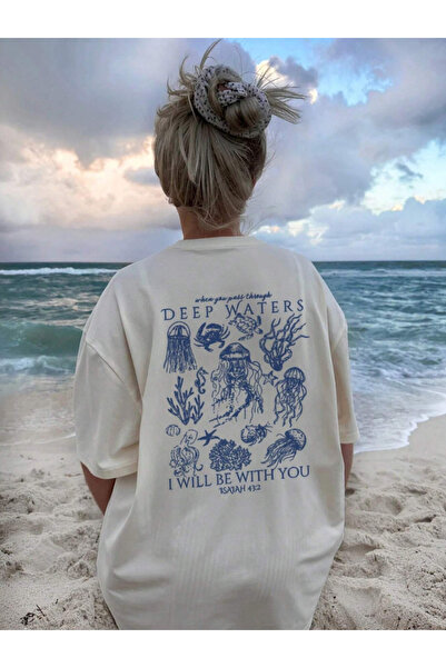 Marco Fresco Ženska majica Sea Life Štampano , udobna bela majica kratkih ruk...