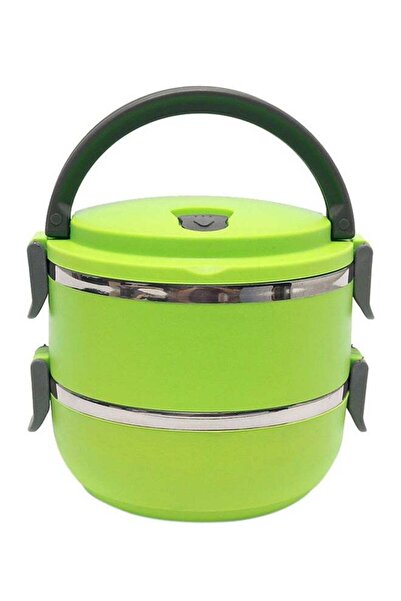 Generic 2 Layers Thermal Insulated Lunch Box Green 15x15x15cm