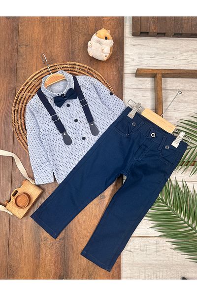 Kids Kingdom 4-Piece Baby Boy Set with Cotton Bow Tie and Strap