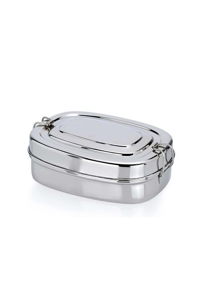 Generic Stainless Steel Tiffin Lunch Box Rectangle Curved Medium