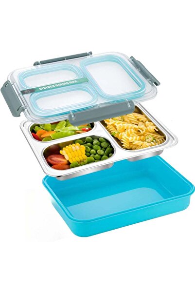 Generic 3 Compartment Stainless Steel Bento Box, 1200ml Meal Prep Container R...