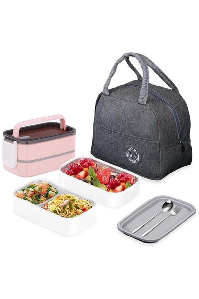 Generic Bento Box, Stainless Steel Double Layer Lunch Box, Leakproof Lunchbox...