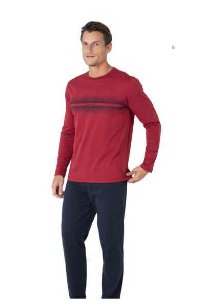 Pierre Cardin Erkek Yeni Sezon Bisiklet Yaka Uzun Kol Pamuk Ev Giyim Pijama Takımı VRP.C.P61E02.Y01
