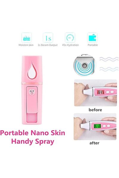 Generic Nano Face Mist – Mini USB Rechargeable Facial Steamer with Mirror, 20ml Cool Mist Sprayer