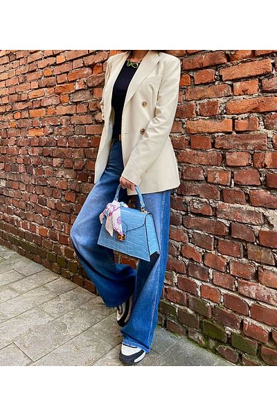 Violetta - Luxury Leather Bag from Italy, Blue Color