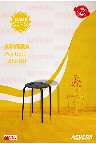 ASVERA Safir Serisi – Otto Metal Portatif Tabure | Modern Şık Tasarım | Mutfak Bahçe Balkon Ofis Kullanım