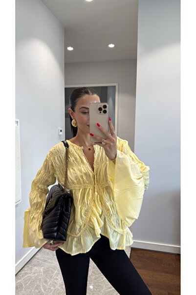 sinemkivanc co FIRFIR DETAYLI PİLİSELİ GÖMLEK