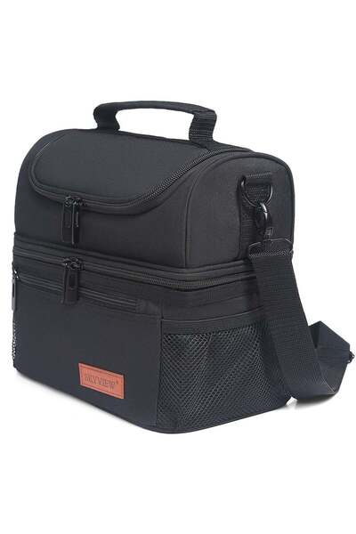 Generic SKY VIEW Lunch Box Dual Compartment Lunch Bag Tote with Shoulder Stra...