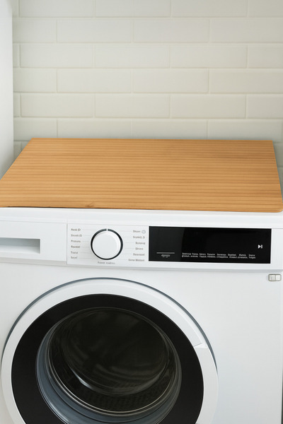 Emsay Store Natural Wood Bamboo Bathroom and Washing Machine Mat – Non-Slip and Durable Design