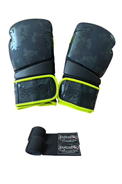 Dragondo CAMO 2 Kick Boks – Boks – Muay Thai Eldiveni ve Bandaj 2’li Set glov...