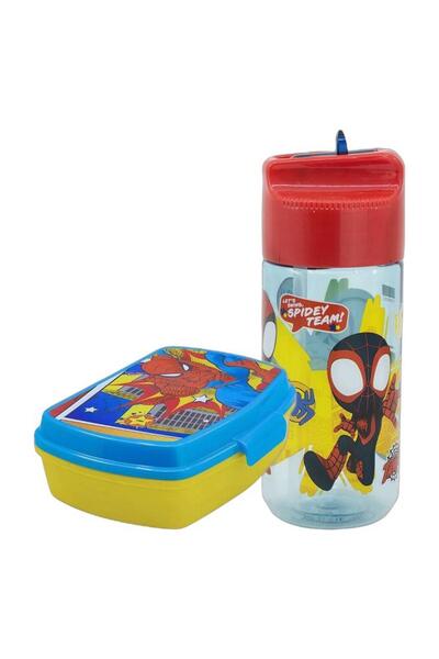 Generic SpiderMan Kids 430ml Water Bottle + Lunch Box Combo Set for Kids