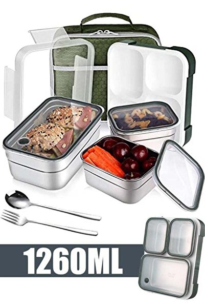 Generic Lunch Box for School 1260ml Stainless Steel Leak-Proof Lunch Box 3 Gr...