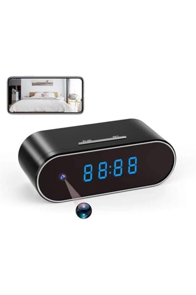 Generic Baby Monitoring Clock, Night Vision Camera Alarm Clock for Home and Office Use, Black