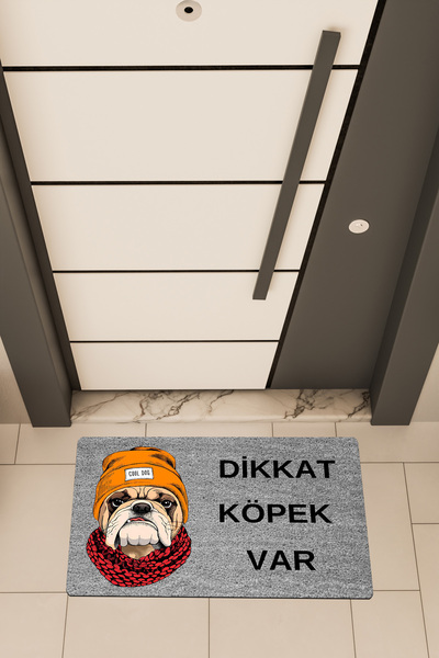 Dormot Quality Digital Printing Gray, Caution Dog Varr Themed Door Mat