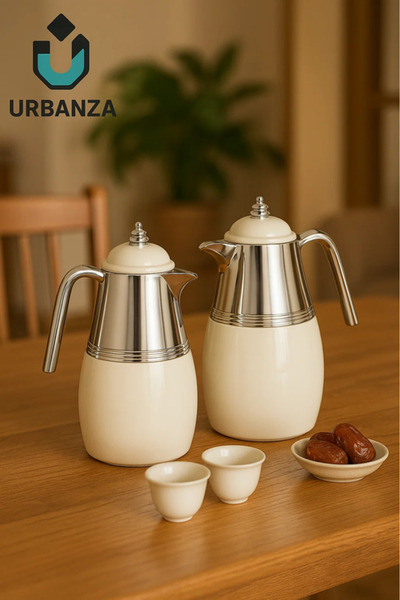 Urbanza طقم ترمس فاخر - قطعتان من أباريق معزولة للمشروبات الساخنة والباردة