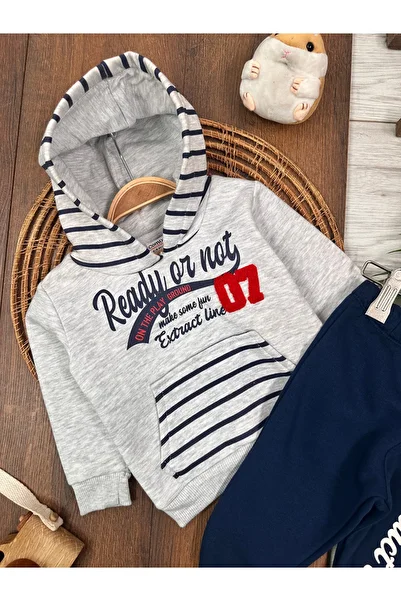 Kids Kingdom Cotton 3 Thread Raised Winter Hooded 2-Piece Baby Boy Set