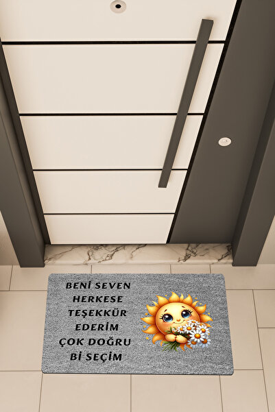 Dormot Covoraș de ușă cu imprimare digitală de calitate în gri, tematică "Ade...