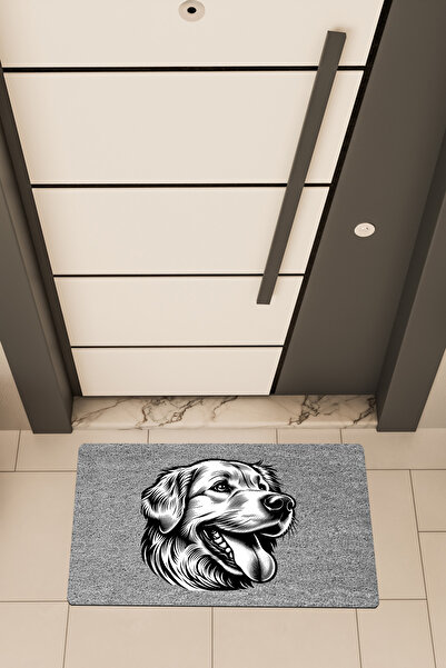 Dormot High Quality Digital Printing Grey, Black Line Dog-Themed Door Front Mat