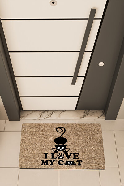 Dormot High Quality Digital Printing Brown, I Love My Cat Theme Door Front Mat
