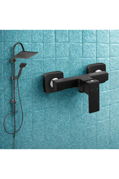 MNS Complete shower set with single-lever mixer, matte black finish