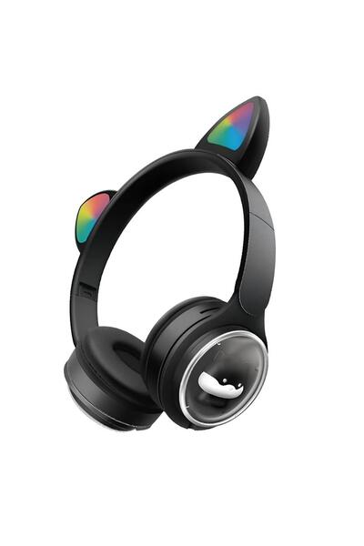 Generic M31 Kids Wireless Headphones Cute Cat Ear Design Bluetooth Foldable Headphones with RGB Lights