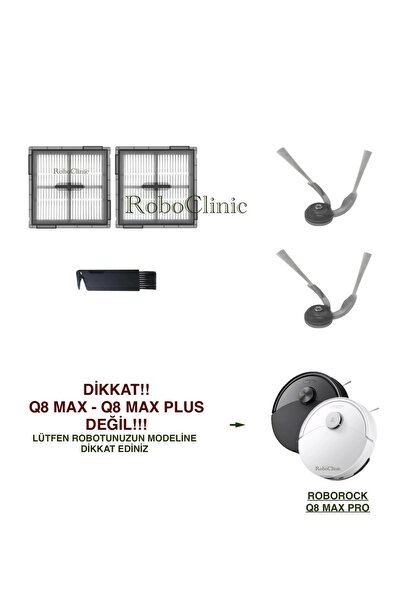 Roboclinic Roborock Q8 Max Pro (Model 2025!!) Perie laterală de schimb compatibilă cu aspiratorul robot, filtru Hepa-5 bucăți