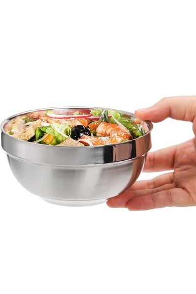 Bin Shihoun Set of 10 Lightweight Double-Wall Stainless Steel Bowls 13cm 250ml