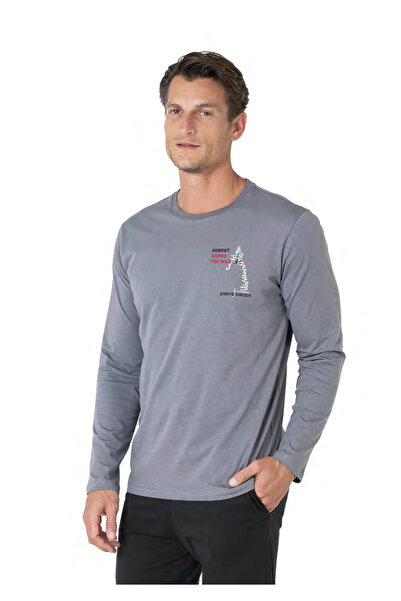 Pierre Cardin Чоловічий новий сезон велосипедний комір з принтом, довгі рукави, бавовняний піжамний комплект CH.PC.6.103.C0