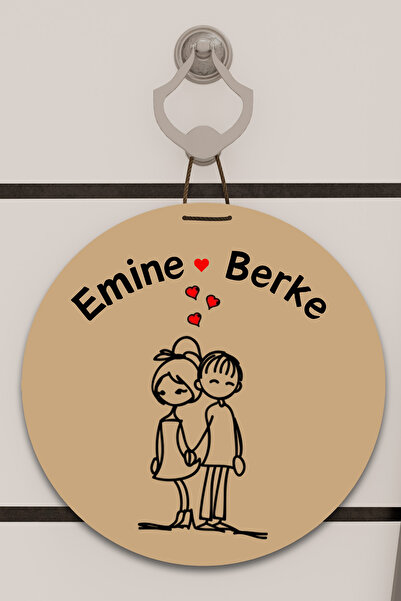 Dormot Dijital Baskı kahverengi, kişiye özel kalpli çizgi çift desenli Kapı süsü, Duvar Süsü