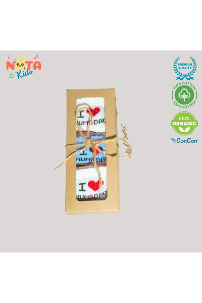 100% Organic "I love Dad&Mom" 6pcs Baby Boys Socks