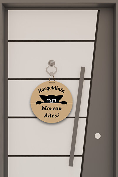 Dormot Dijital Baskı kahverengi, kişiye özel kedili desenli Kapı süsü, Duvar Süsü