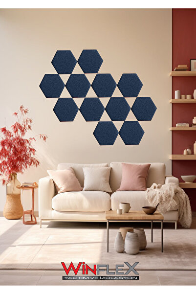 WİNFLEX DEKORATİF ALTIGEN AKUSTİK KUMAŞ KAPLI PANEL 12 ADET - (17x20CM)