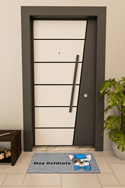 Dormot High Quality Digital Printing Gray, Blue Color Entel Pug Themed Door Mat