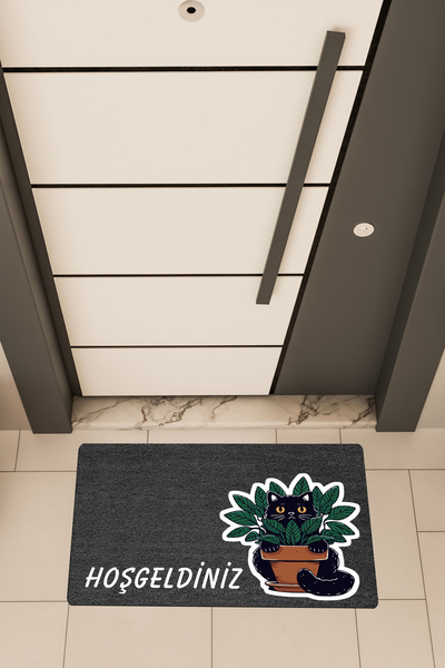 Dormot High Quality Digital Printing Black, Cactus Cat Themed Door Front Mat