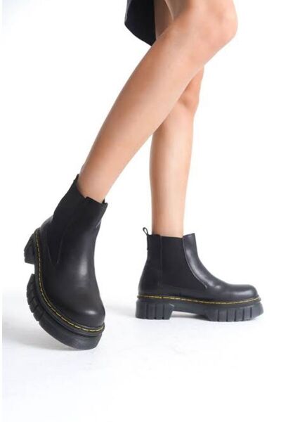 Elisay Moda YÜRÜMEK BIZIMLE GÜZEL Black Thermo Non-Slip Side Elastic Zipperless Laceless Sole Stitched Waterproof Boots