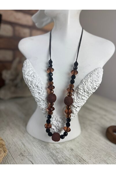 SEDEF TAKI Kahve boncuklu kolye