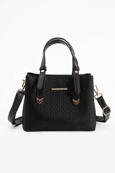 H&D COLLECTİON Women's 4 Compartment Simple Stylish Shoulder and Hand Bag with Gold Accessories