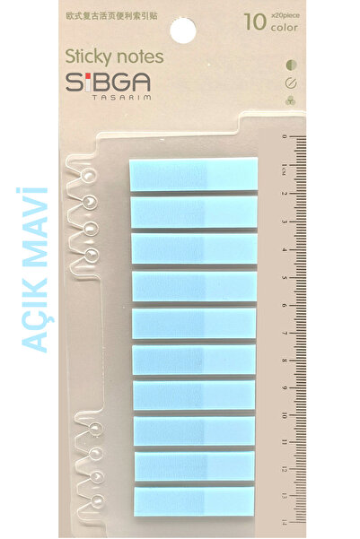 sibga tasarım Şeffaf Açık Mavi Renkli Postit Post-it Post It. Kitap Ayracı Ayraç Postit Sticker Not Kağıdı