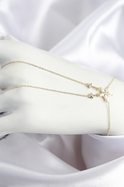 Toptan Bulurum Brass Zircon Stone Star Model Gold Color Şahmeran
