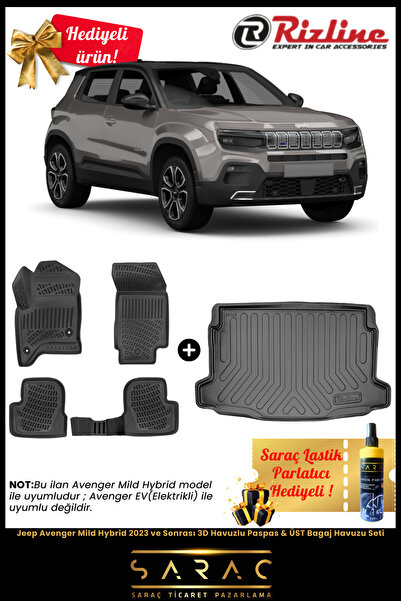 Rizline Jeep Avenger Mild Hybrid 2023 ve Sonrası 3D Havuzlu Paspas & ÜST Baga...
