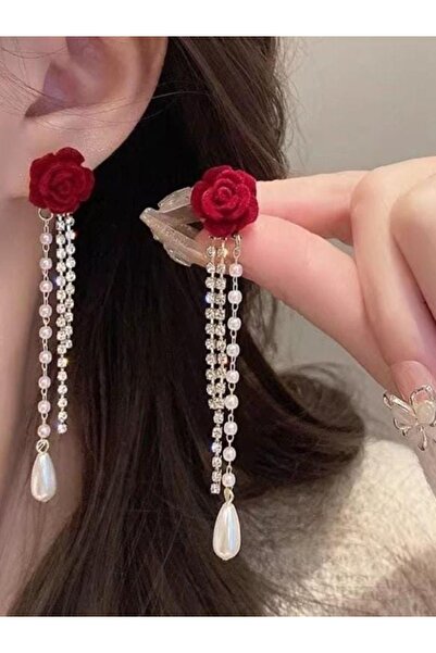 Shisa Jewel Kırmızı Gül,Küpeler. Kadınlar İçin(A51)