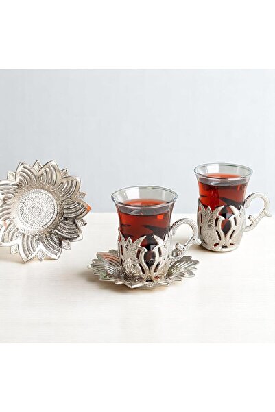 KT HOME Tea Set Copper Tea Presentation Set Turkish Tea Sherbet Glass Set Casting 2 Piece Gift